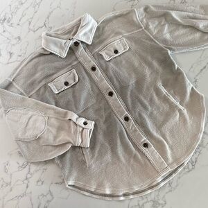 Gray Button-Up Fleece Jacket